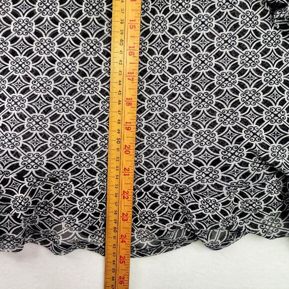 Robert Louis Medium Black White Geometric Print Tunic Top Flowy Design - Picture 10 of 10